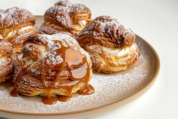 Caramel Drizzled Puffs with Indulgent Filling