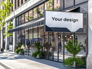 Obraz premium Signage mockup on store front | Outdoor retail shop display | Blank template for branding showcase.