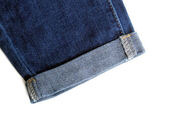 One leg of jeans with a bent hem.