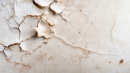 Naklejka premium Textured close-up of an aged concrete wall, showcasing cracks and peeling surfaces, highlighting the beauty in decay and the passage of time