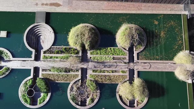 Aerial view of Barbican, London on sunny day