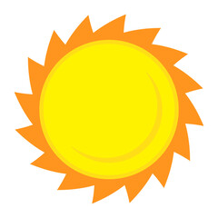 Sun icon in flat style, simple yellow sun.