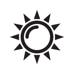 Sun icon, sun symbol isolated on white.