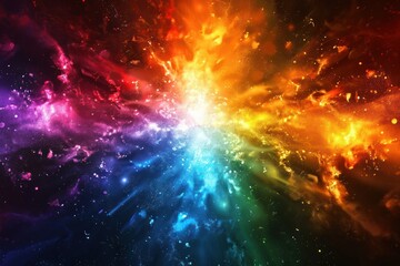 Fototapeta premium abstract background with a dynamic burst of rainbow colors. ai generative