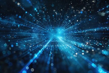 Fototapeta premium Abstract background with glowing blue light streaks and particles. ai generative