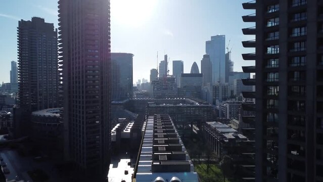 Aerial view of Barbican, London on sunny day