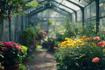 Flowers in a greenhouse