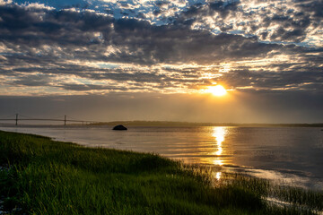 sunset over the river