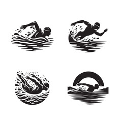 Swimming Silhouette Vector Illustration