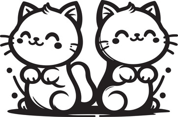 T-shirt cartoon cute and happy cat, Love, Silhouette,vector, outline, white background