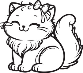 T-shirt cartoon cute and happy cat, Love, Silhouette,vector, outline, white background