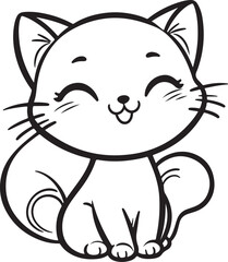 T-shirt cartoon cute and happy cat, Love, Silhouette,vector, outline, white background