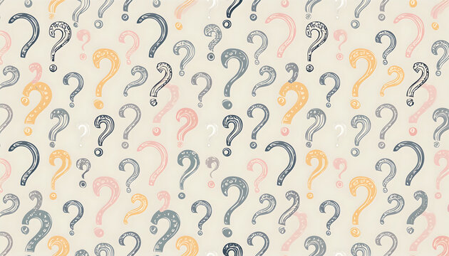 Fragezeichen, textur, nahtlos, pastel, creme, Kitzel, Kritzelei neu, gekritzelt, Kugelschreiber, mit, gemalt, gezeichnet, retro, minimal, style kleine, klein, frage, muster, bunt, hell, gelb, blau