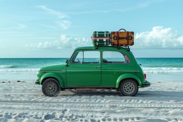 Vintage Car on Beach Vacation