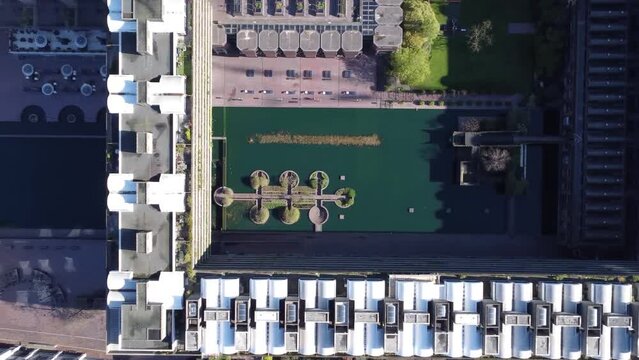 Aerial view of Barbican, London on sunny day