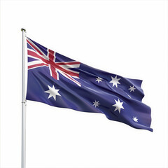 australian flag waving on the wind isolated os white background olympic games