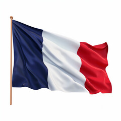 french flag waving on the wind isolated os white background olympic games
