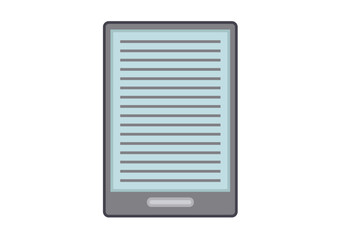 Dispositivo electrónico de un libro electrónico en fondo blanco