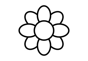 Icono negro de flor con pétalos 