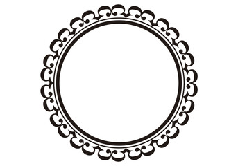 Marco circular negro floral de boda en fondo blanco