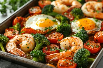 Sheet Pan Breakfast with Shrimp