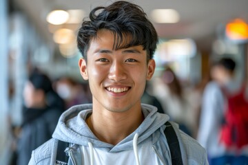 Naklejka premium Smiling Young Man in Casual Hoodiesmiling