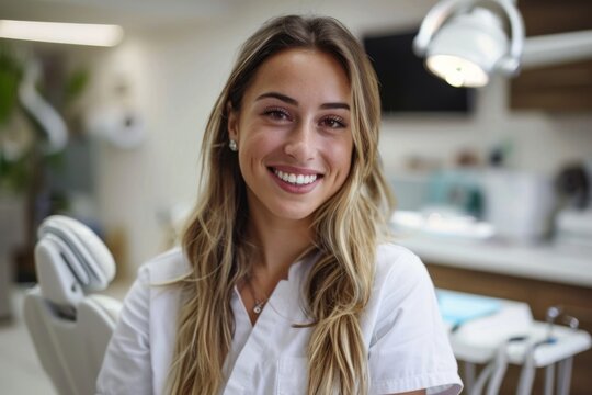 Smiling Female Dentist in a Modern Dental Clinic