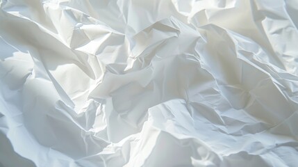 Fototapeta premium Close-up of white crinkled paper, capturing the intricate folds and texture