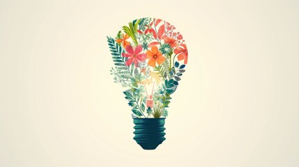 Illustration of a light bulb filled with intricate floral designs