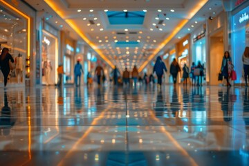 Fototapeta premium Shopping Mall Interior with Shoppers