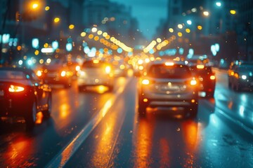 Obraz premium City Traffic in the Rain