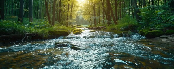Fototapeta premium Clear stream flowing through a forest