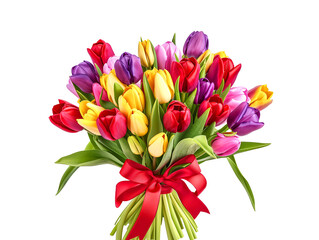 Obraz premium bouquet of tulips on a white background