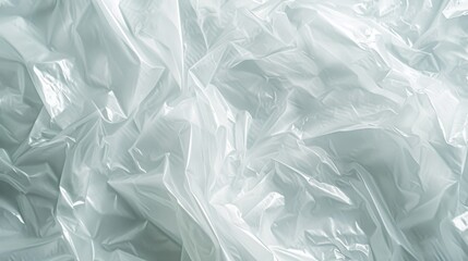 Obraz premium Close-up of a white plastic cellophane bag, showcasing its abstract texture and translucent quality
