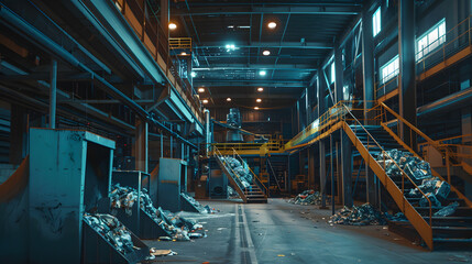 An advanced recycling facility with robotic sorting systems.