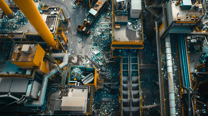 An advanced recycling plant with AI sorting and waste-to-energy systems.
