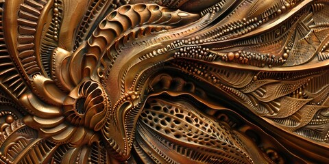 surreal relief art, abstract metallic design