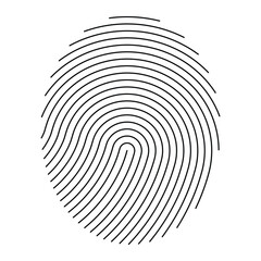 Fingerprint vector icon. Personal id identity. Press finger, scan for safety. Unique touch id. Individual fingertip.