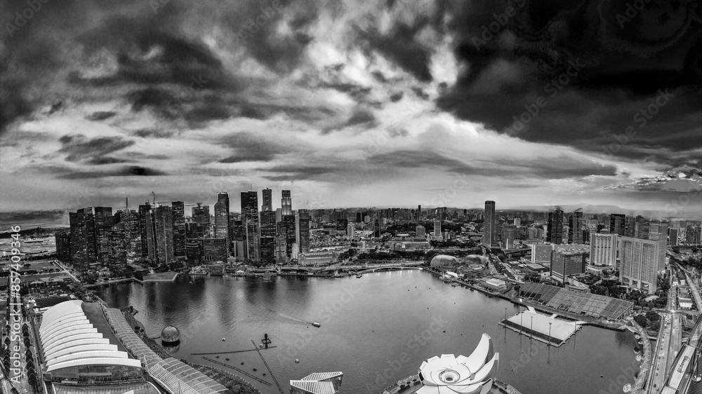 Canvas Prints Aerial view of Singapore Marina Bay skyline