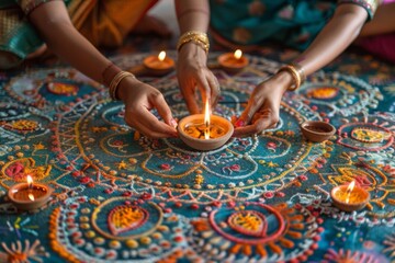 Diwali Celebration with Rangoli and Diyas