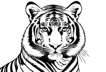 Fototapeta premium Wildlife Collection: Black and White Illustrations of Feline Predators