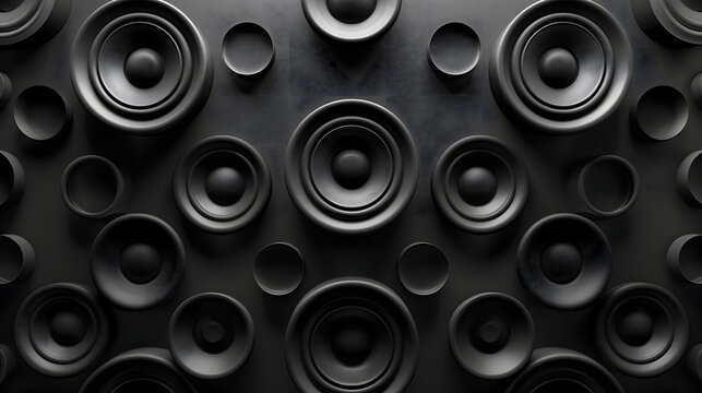 Altavoces negros en fondo oscuro