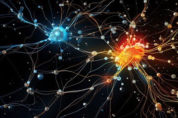 Fototapeta premium Neural network, visualization, human brain, analog, intricate, detailed, complexity, visual