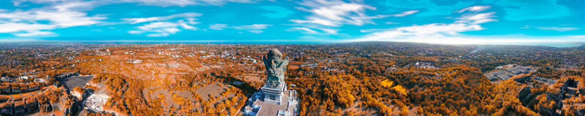 Amazing aerial view of Patung Garuda Wisnu Kencana in Bali