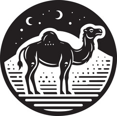 Camel Silhouette Vector Illustration with Background 