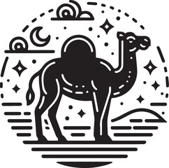 Camel Silhouette Vector Illustration with Background 
