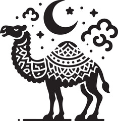 Camel Silhouette Vector Illustration with Background 