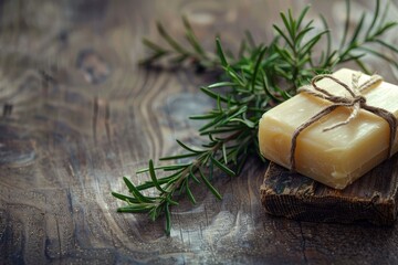 Handmade soap with rosemary