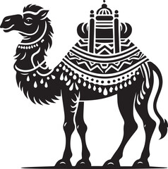 Camel Silhouette Vector Illustration with Background 