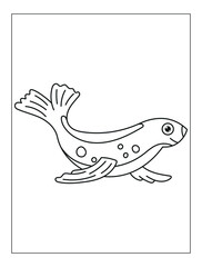 Hand Drawn Sea animal Outline Illustration for coloring page